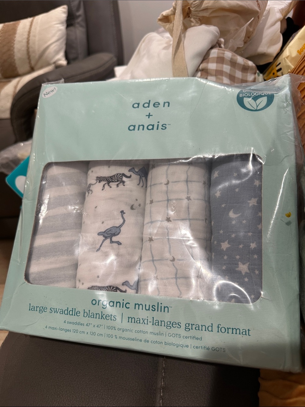 Aden + Anais Essentials Baby 100% Cotton Muslin Swaddle Blanket Set Of 4